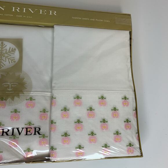 Vintage Dan River Mills Fine Muslin Sheet Set Full Size Pink Windsor Rose NO 164 - Picture 4 of 9